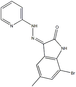 7-bromo-5-methyl-1H-indole-2,3-dione 3-(2-pyridinylhydrazone) Struktur