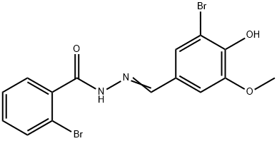 2-bromo-N'-(3-bromo-4-hydroxy-5-methoxybenzylidene)benzohydrazide Struktur