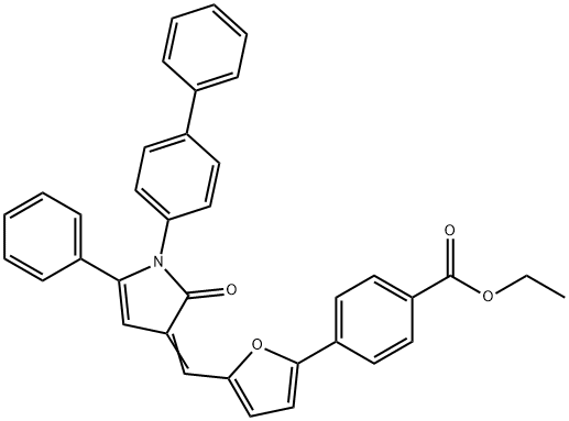 ethyl 4-{5-[(1-[1,1'-biphenyl]-4-yl-2-oxo-5-phenyl-1,2-dihydro-3H-pyrrol-3-ylidene)methyl]-2-furyl}benzoate Struktur