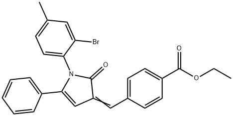 ethyl 4-{[1-(2-bromo-4-methylphenyl)-2-oxo-5-phenyl-1,2-dihydro-3H-pyrrol-3-ylidene]methyl}benzoate Struktur