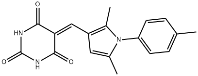 5-{[2,5-dimethyl-1-(4-methylphenyl)-1H-pyrrol-3-yl]methylene}-2,4,6(1H,3H,5H)-pyrimidinetrione Struktur