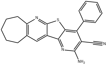 2-amino-4-phenyl-8,9,10,11-tetrahydro-7H-cyclohepta[b]pyrido[2',3':4,5]thieno[3,2-e]pyridine-3-carbonitrile Struktur