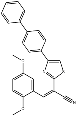 2-(4-[1,1'-biphenyl]-4-yl-1,3-thiazol-2-yl)-3-(2,5-dimethoxyphenyl)acrylonitrile Struktur