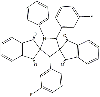 2,4-bis(3-fluorophenyl)-1-phenyl-dispiro[1H-indene-2,3'-pyrrolidine-5',2''-(1''H)-indene]-1,1'',3,3''(2H,2''H)-tetrone Struktur