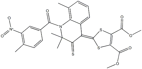 dimethyl 2-(1-{3-nitro-4-methylbenzoyl}-2,2,8-trimethyl-3-thioxo-2,3-dihydro-4(1H)-quinolinylidene)-1,3-dithiole-4,5-dicarboxylate Struktur