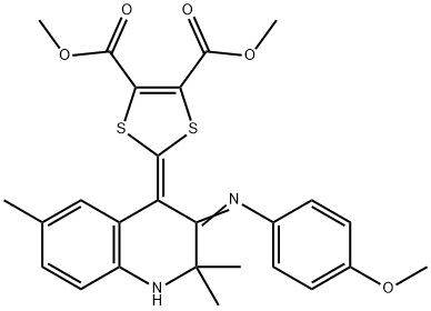 dimethyl 2-(3-[(4-methoxyphenyl)imino]-2,2,6-trimethyl-2,3-dihydro-4(1H)-quinolinylidene)-1,3-dithiole-4,5-dicarboxylate Struktur