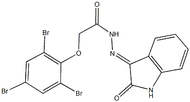 N'-(2-oxo-1,2-dihydro-3H-indol-3-ylidene)-2-(2,4,6-tribromophenoxy)acetohydrazide Struktur