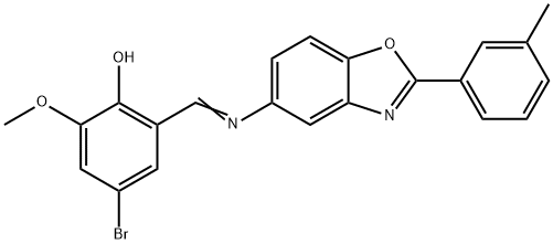 4-bromo-2-methoxy-6-({[2-(3-methylphenyl)-1,3-benzoxazol-5-yl]imino}methyl)phenol Struktur