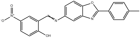 4-nitro-2-({[2-(4-methylphenyl)-1,3-benzoxazol-5-yl]imino}methyl)phenol Struktur