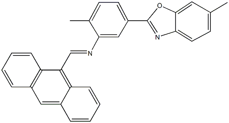 N-(9-anthrylmethylene)-N-[2-methyl-5-(6-methyl-1,3-benzoxazol-2-yl)phenyl]amine Struktur