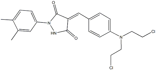 4-{4-[bis(2-chloroethyl)amino]benzylidene}-1-(3,4-dimethylphenyl)-3,5-pyrazolidinedione Struktur