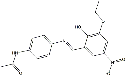 N-[4-({3-ethoxy-2-hydroxy-5-nitrobenzylidene}amino)phenyl]acetamide Struktur