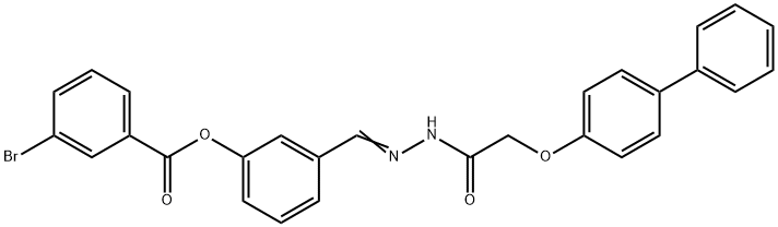 3-{2-[([1,1'-biphenyl]-4-yloxy)acetyl]carbohydrazonoyl}phenyl 3-bromobenzoate Struktur