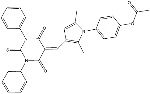 4-{3-[(4,6-dioxo-1,3-diphenyl-2-thioxotetrahydro-5(2H)-pyrimidinylidene)methyl]-2,5-dimethyl-1H-pyrrol-1-yl}phenyl acetate Struktur