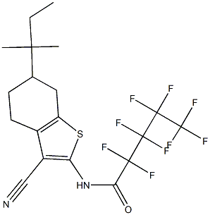 N-(3-cyano-6-tert-pentyl-4,5,6,7-tetrahydro-1-benzothien-2-yl)-2,2,3,3,4,4,5,5,5-nonafluoropentanamide Struktur