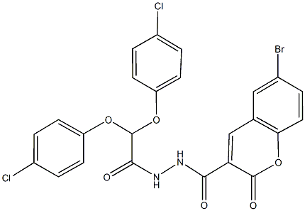 N'-[bis(4-chlorophenoxy)acetyl]-6-bromo-2-oxo-2H-chromene-3-carbohydrazide Struktur