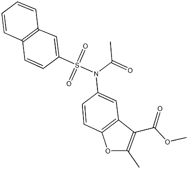 methyl 5-[acetyl(2-naphthylsulfonyl)amino]-2-methyl-1-benzofuran-3-carboxylate Struktur