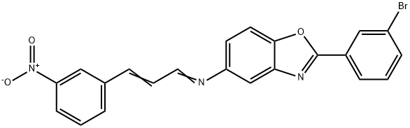 2-(3-bromophenyl)-5-[(3-{3-nitrophenyl}-2-propenylidene)amino]-1,3-benzoxazole Struktur