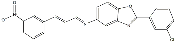 2-(3-chlorophenyl)-5-[(3-{3-nitrophenyl}-2-propenylidene)amino]-1,3-benzoxazole Struktur