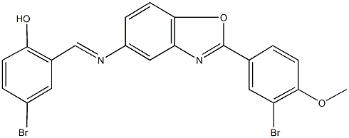 4-bromo-2-({[2-(3-bromo-4-methoxyphenyl)-1,3-benzoxazol-5-yl]imino}methyl)phenol Struktur