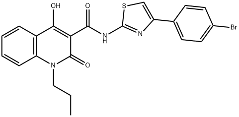 N-[4-(4-bromophenyl)-1,3-thiazol-2-yl]-4-hydroxy-2-oxo-1-propyl-1,2-dihydro-3-quinolinecarboxamide Struktur