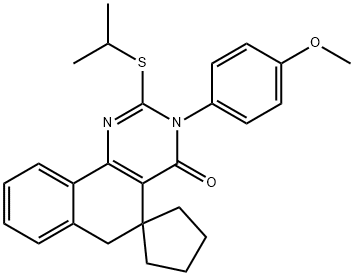 2-(isopropylsulfanyl)-3-(4-methoxyphenyl)-5,6-dihydrospiro(benzo[h]quinazoline-5,1'-cyclopentane)-4(3H)-one Struktur