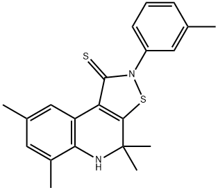 4,4,6,8-tetramethyl-2-(3-methylphenyl)-4,5-dihydroisothiazolo[5,4-c]quinoline-1(2H)-thione Struktur