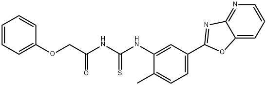 N-(2-methyl-5-[1,3]oxazolo[4,5-b]pyridin-2-ylphenyl)-N'-(phenoxyacetyl)thiourea Struktur