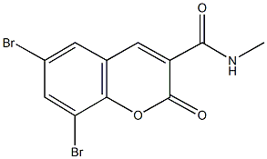 6,8-dibromo-N-methyl-2-oxo-2H-chromene-3-carboxamide Struktur