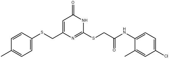 N-(4-chloro-2-methylphenyl)-2-[(4-{[(4-methylphenyl)sulfanyl]methyl}-6-oxo-1,6-dihydro-2-pyrimidinyl)sulfanyl]acetamide Struktur