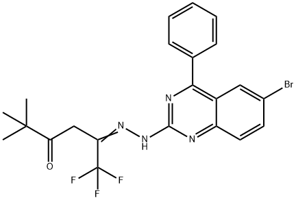 1,1,1-trifluoro-5,5-dimethyl-2,4-hexanedione 2-[(6-bromo-4-phenyl-2-quinazolinyl)hydrazone] Struktur