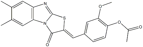 4-[(6,7-dimethyl-3-oxo[1,3]thiazolo[3,2-a]benzimidazol-2(3H)-ylidene)methyl]-2-methoxyphenyl acetate Struktur