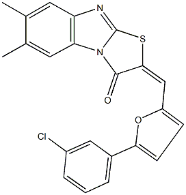 2-{[5-(3-chlorophenyl)-2-furyl]methylene}-6,7-dimethyl[1,3]thiazolo[3,2-a]benzimidazol-3(2H)-one Struktur