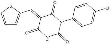 1-(4-chlorophenyl)-5-(2-thienylmethylene)-2,4,6(1H,3H,5H)-pyrimidinetrione Struktur