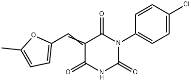 1-(4-chlorophenyl)-5-[(5-methyl-2-furyl)methylene]-2,4,6(1H,3H,5H)-pyrimidinetrione Struktur