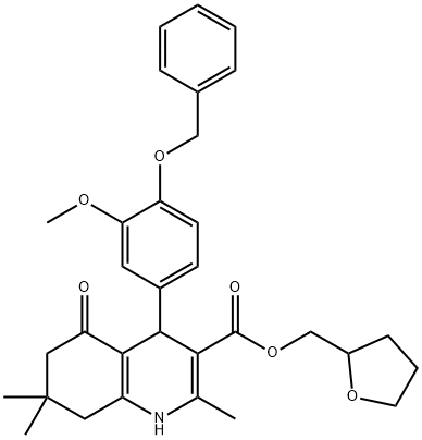 tetrahydro-2-furanylmethyl 4-[4-(benzyloxy)-3-methoxyphenyl]-2,7,7-trimethyl-5-oxo-1,4,5,6,7,8-hexahydro-3-quinolinecarboxylate Struktur