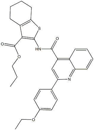 propyl 2-({[2-(4-ethoxyphenyl)-4-quinolinyl]carbonyl}amino)-4,5,6,7-tetrahydro-1-benzothiophene-3-carboxylate Struktur