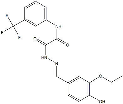 2-[2-(3-ethoxy-4-hydroxybenzylidene)hydrazino]-2-oxo-N-[3-(trifluoromethyl)phenyl]acetamide Struktur