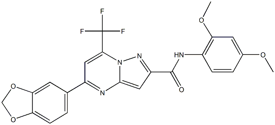 5-(1,3-benzodioxol-5-yl)-N-(2,4-dimethoxyphenyl)-7-(trifluoromethyl)pyrazolo[1,5-a]pyrimidine-2-carboxamide Struktur