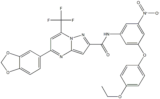 5-(1,3-benzodioxol-5-yl)-N-{3-(4-ethoxyphenoxy)-5-nitrophenyl}-7-(trifluoromethyl)pyrazolo[1,5-a]pyrimidine-2-carboxamide Struktur