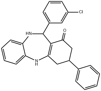 11-(3-chlorophenyl)-3-phenyl-2,3,4,5,10,11-hexahydro-1H-dibenzo[b,e][1,4]diazepin-1-one Struktur