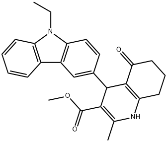 methyl 4-(9-ethyl-9H-carbazol-3-yl)-2-methyl-5-oxo-1,4,5,6,7,8-hexahydro-3-quinolinecarboxylate Struktur