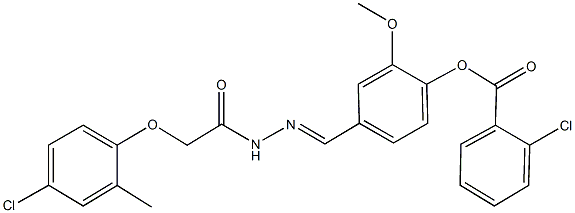 4-{2-[(4-chloro-2-methylphenoxy)acetyl]carbohydrazonoyl}-2-methoxyphenyl 2-chlorobenzoate Struktur