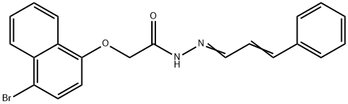 2-[(4-bromo-1-naphthyl)oxy]-N'-(3-phenyl-2-propenylidene)acetohydrazide Struktur