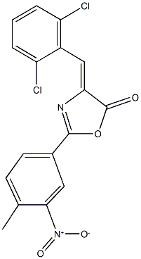 4-(2,6-dichlorobenzylidene)-2-{3-nitro-4-methylphenyl}-1,3-oxazol-5(4H)-one Struktur