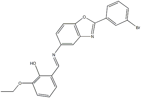 2-({[2-(3-bromophenyl)-1,3-benzoxazol-5-yl]imino}methyl)-6-ethoxyphenol Struktur