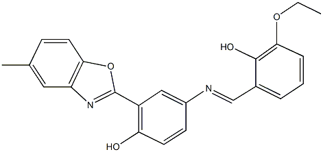 4-[(3-ethoxy-2-hydroxybenzylidene)amino]-2-(5-methyl-1,3-benzoxazol-2-yl)phenol Struktur