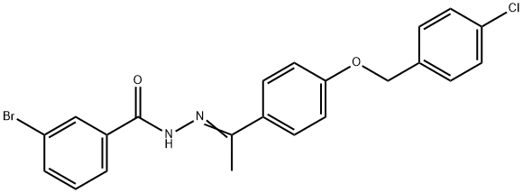 3-bromo-N'-(1-{4-[(4-chlorobenzyl)oxy]phenyl}ethylidene)benzohydrazide Struktur