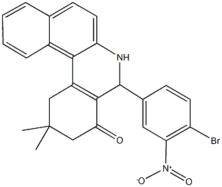 5-{4-bromo-3-nitrophenyl}-2,2-dimethyl-2,3,5,6-tetrahydrobenzo[a]phenanthridin-4(1H)-one Struktur