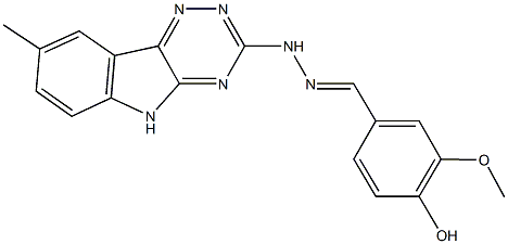 4-hydroxy-3-methoxybenzaldehyde (8-methyl-5H-[1,2,4]triazino[5,6-b]indol-3-yl)hydrazone Struktur